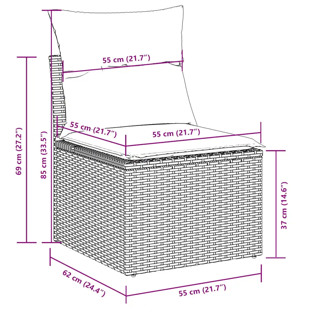 Set Divani da Giardino 11 pz con Cuscini in Polyrattan Grigio 3219522
