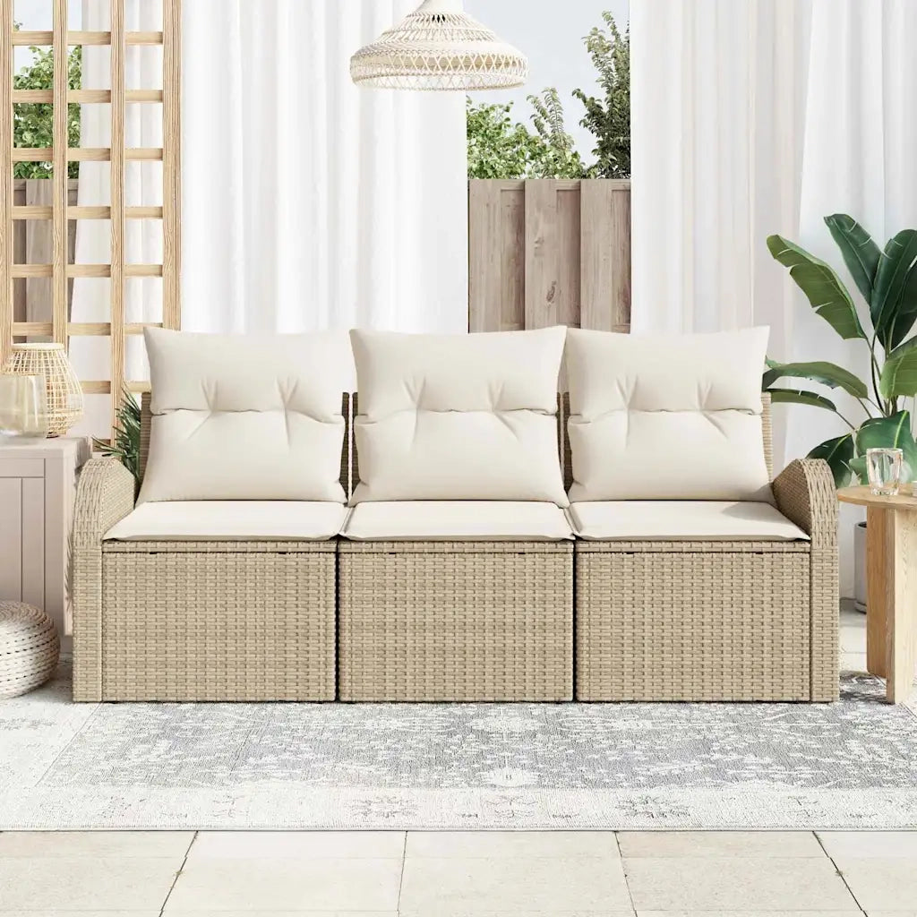 Set Divano da Giardino Beige polyrattan
