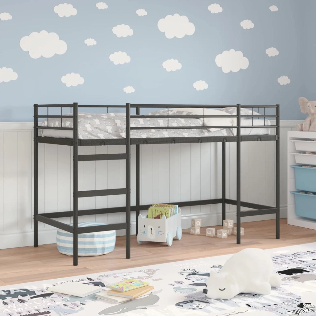 Struttura del letto loft per bambini-Giroletto per bambini Nero 74,5 x 190 cm Acciaio
