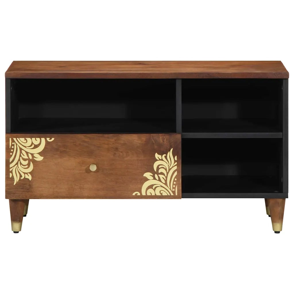 Mobile TV Marrone miele 80 x 33 x 46 cm Legno di mango massello 4018753
