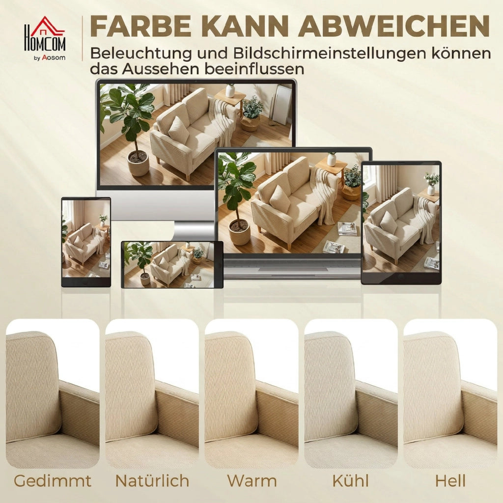 Divano 2 Posti con Tessuto e Cuscini ¨C Minimal ¨C Beige 117x63x79 cm