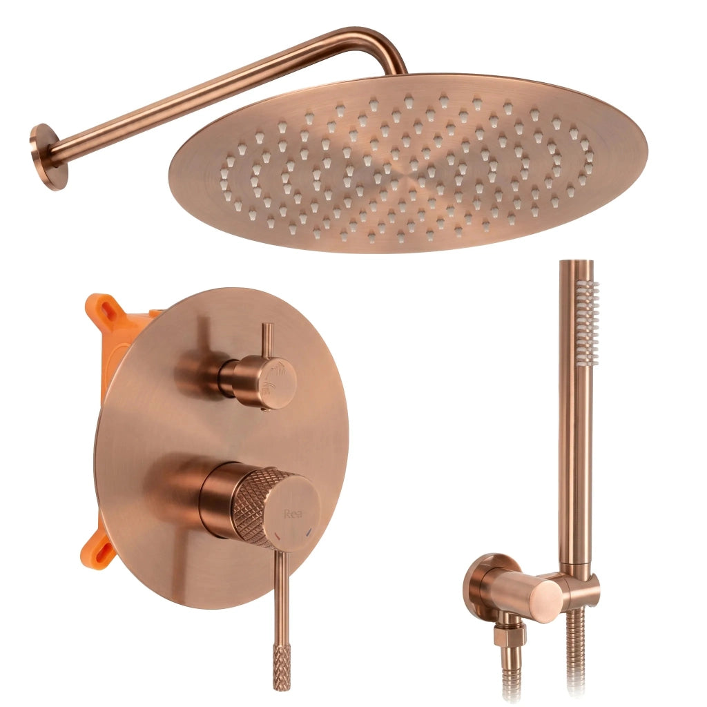 Set Doccia Da Incasso Rea Venti Brush Copper + Box