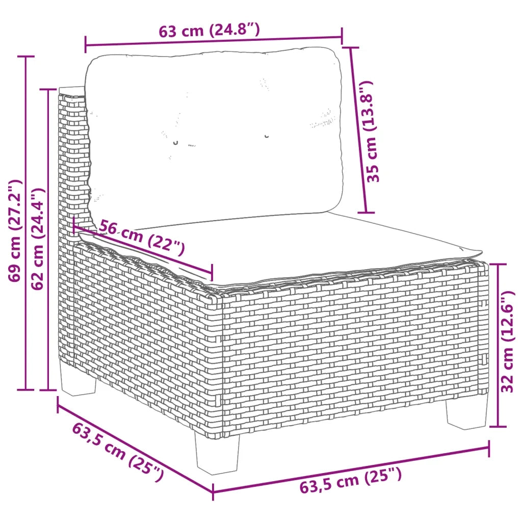 Set Divani da Giardino con Cuscini 7pz Nero Polyrattan 3261971
