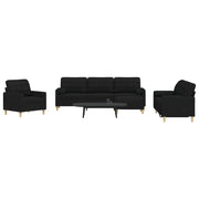 Set Divani 4 pz con Poggiapiedi e Cuscini Nero in Tessuto 3278315