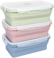 Set di contenitori per alimenti Easylock 3 pezzi 550ml, contenitori per pasti, contenitori per pranzo pieghevoli, contenitori per alimenti refrigerati (verde, rosa, blu)