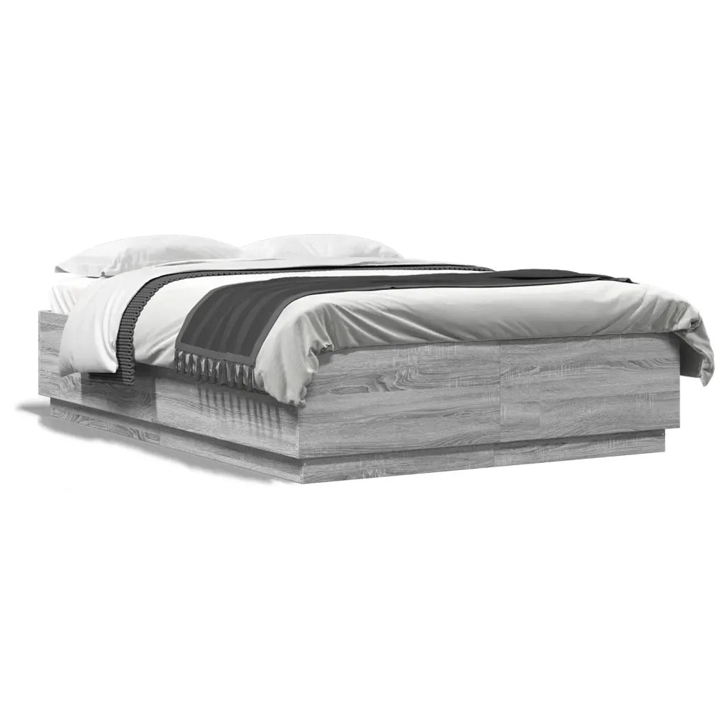 Letto matrimoniale | Letto per adulti | Giroletto Grigio Sonoma 150x200 cm in Legno Multistrato