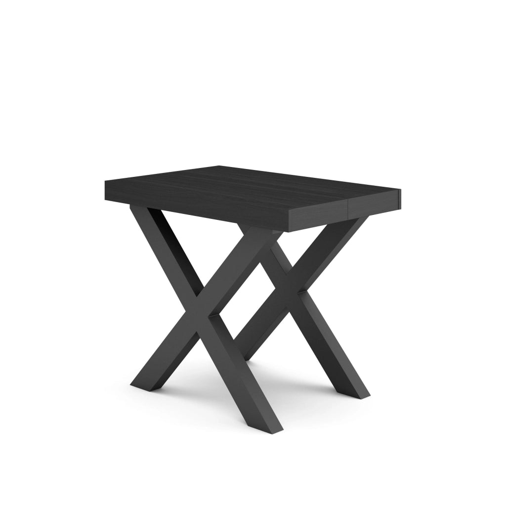 Consolle allungabile, 58 fino 222x90x73cm, Per 10 persone, Gambe in legno, Nero RF2787