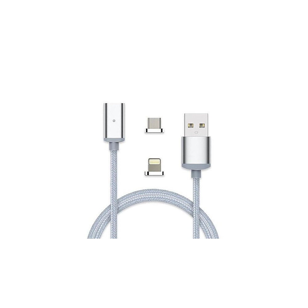 Trade Shop - Cavo Usb In Nylon Magnetico Charge E Sync Con Adattatori Android E Ios -