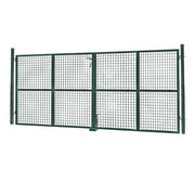 IDMarket - Cancello di recinzione in acciaio verde 315 x 150 cm con serratura e maniglia