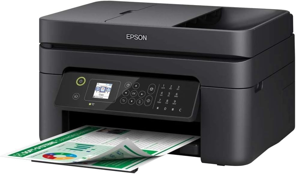 WorkForce WF-2830DWF Multifunzione a Getto d'Inchiostro 4-in-1, Stampa 5.760 x 1.440 dpi, Scansione, Copia, Fax, ADF, Wi-Fi, Cartucce Singole, LCD da 3.7 cm, Nero