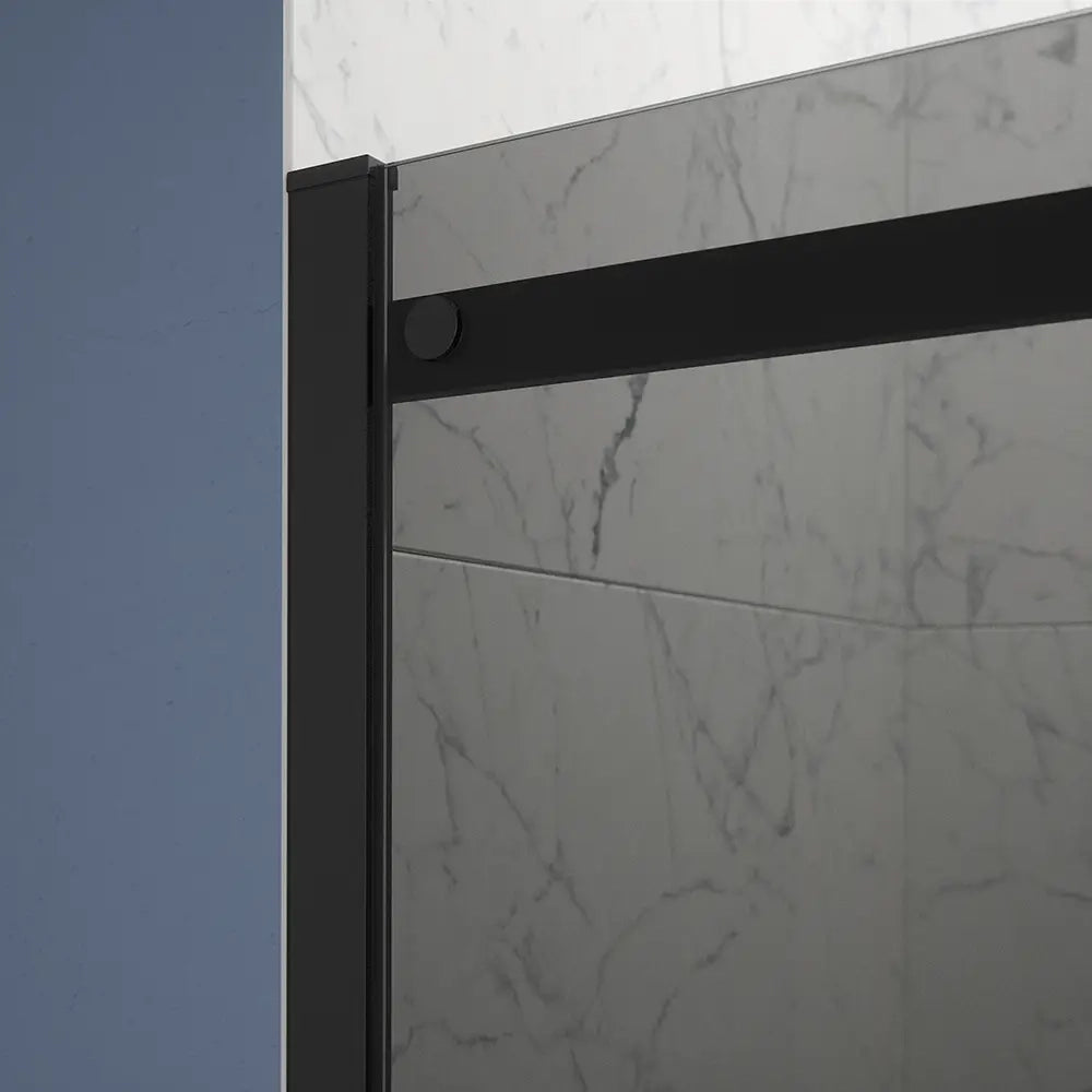 Porta doccia 100cm apertura scorrevole profili nero opaco vetro 8mm fumé h195 | Creta