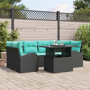 Set Divano da Giardino con cuscino 7 pcs Nero e Turchese 3357319