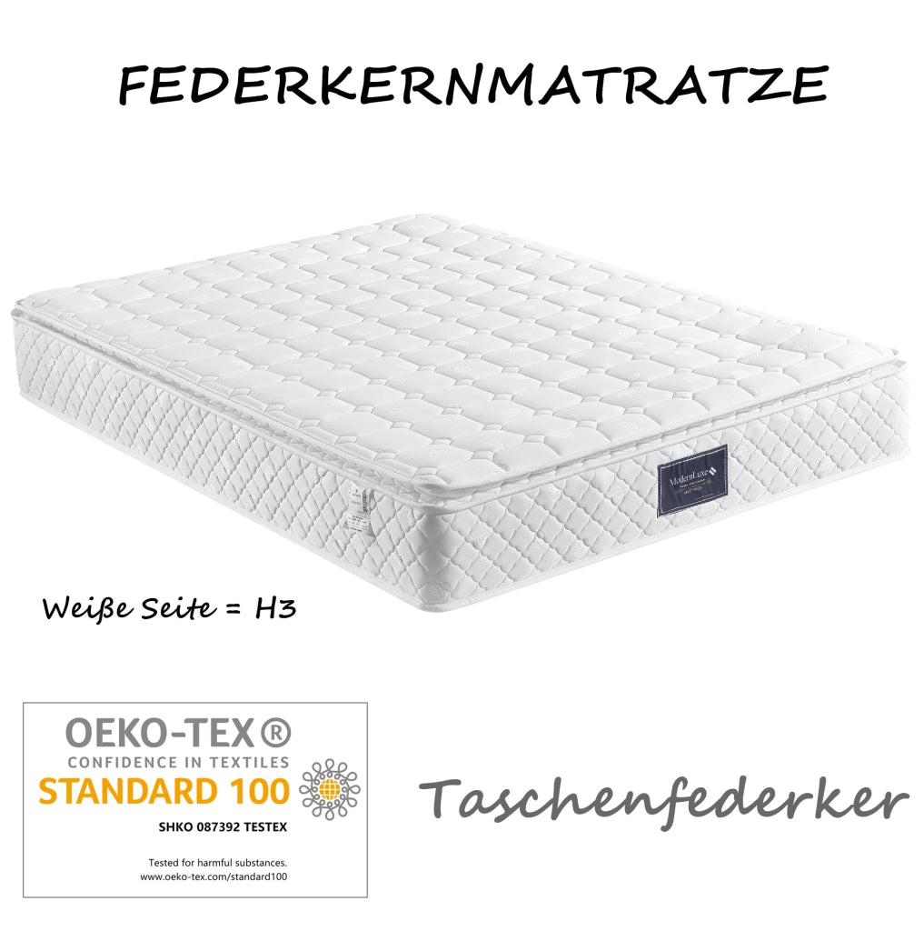 Bettgestell 140x200 cm in Leinen Beige con LED; USB e Type-C; testiera regolabile e contenitore