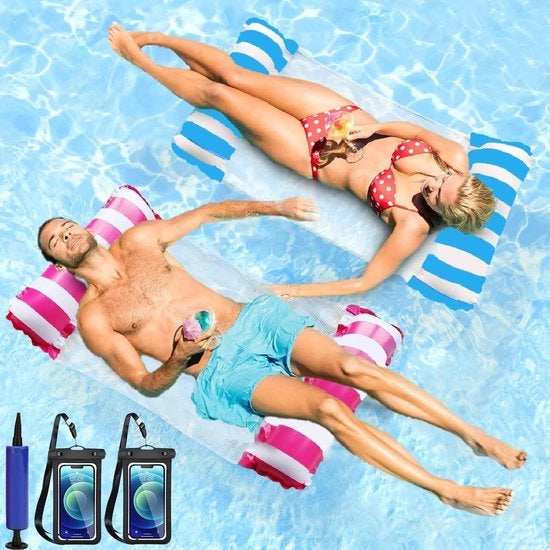 Ombrello per Piscina - 2 Pezzi, 4 in 1 Ombrello Acquatico & Sedia Relax per Piscina, Portatile & Inflabile per Adulti - Include Pompata