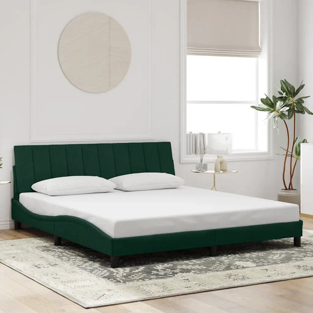 Giroletto senza Materasso Hanko Verde Scuro 180x200 cm in Velluto