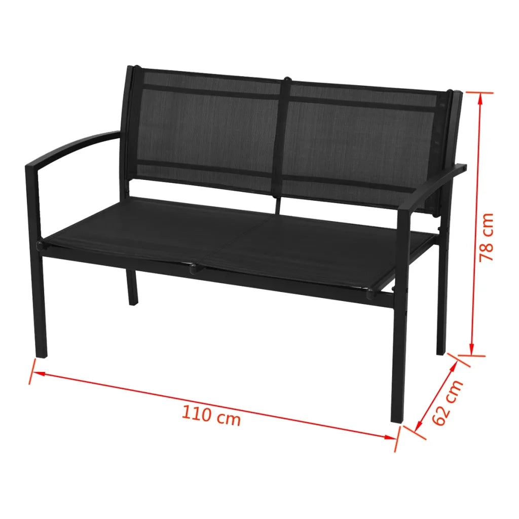 Set da Pranzo da Giardino 4 pz in Textilene Nero 42162