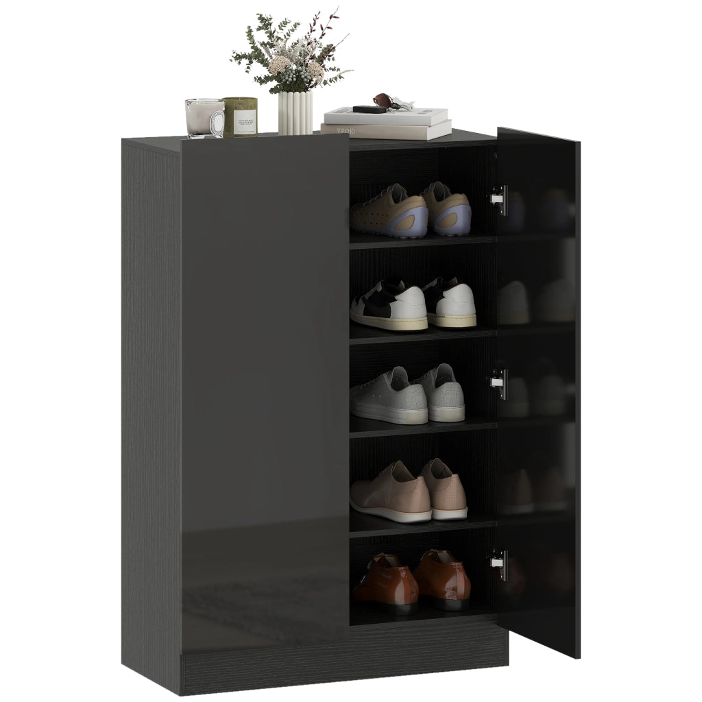 Scarpiera con ante e ripiani regolabili ¨C Minimal ¨C Nero brillo 80x30x100