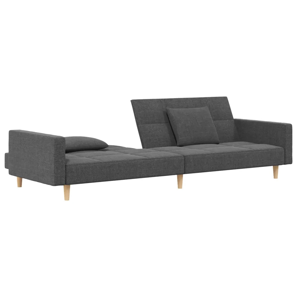 Divano Letto a 2 Posti con 2 Cuscini Grigio Chiaro in Tessuto 375799