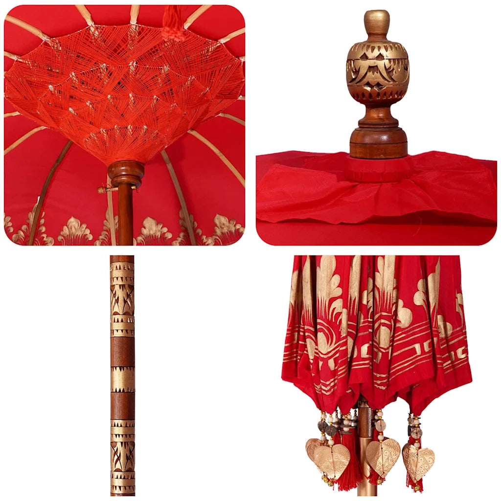 Parasol Balinese 260 Rosso 210-220 cm Cotone e legno massello 3356898
