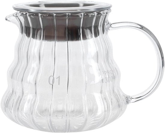 Caffettiera 300ml - Vetro Borosilicato - Caffettiera a Sfera - The - Manico Antiscivolo - Coperchio in Gomma