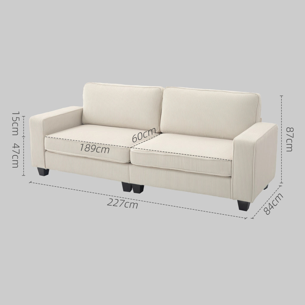 Divano 3 posti in tessuto ¨C Minimal ¨C crema 227x84x87