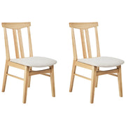Set di 2 sedie da pranzo in tessuto beige con struttura in legno chiaro tradizionali retrò senza braccioli