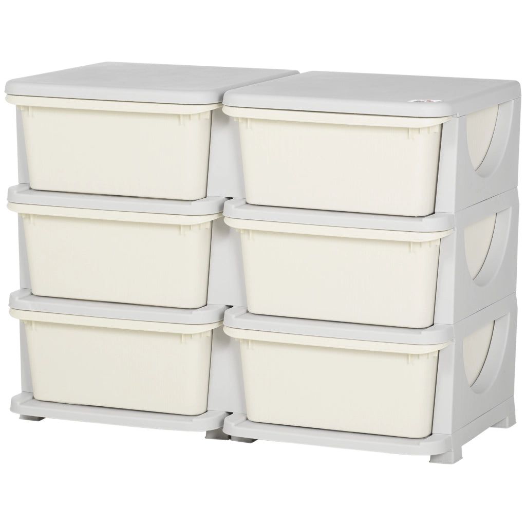 Cassettiera per bambini con 6 cassetti e scatole plastica ¨C Minimal ¨C crema 75x37x56,5cm
