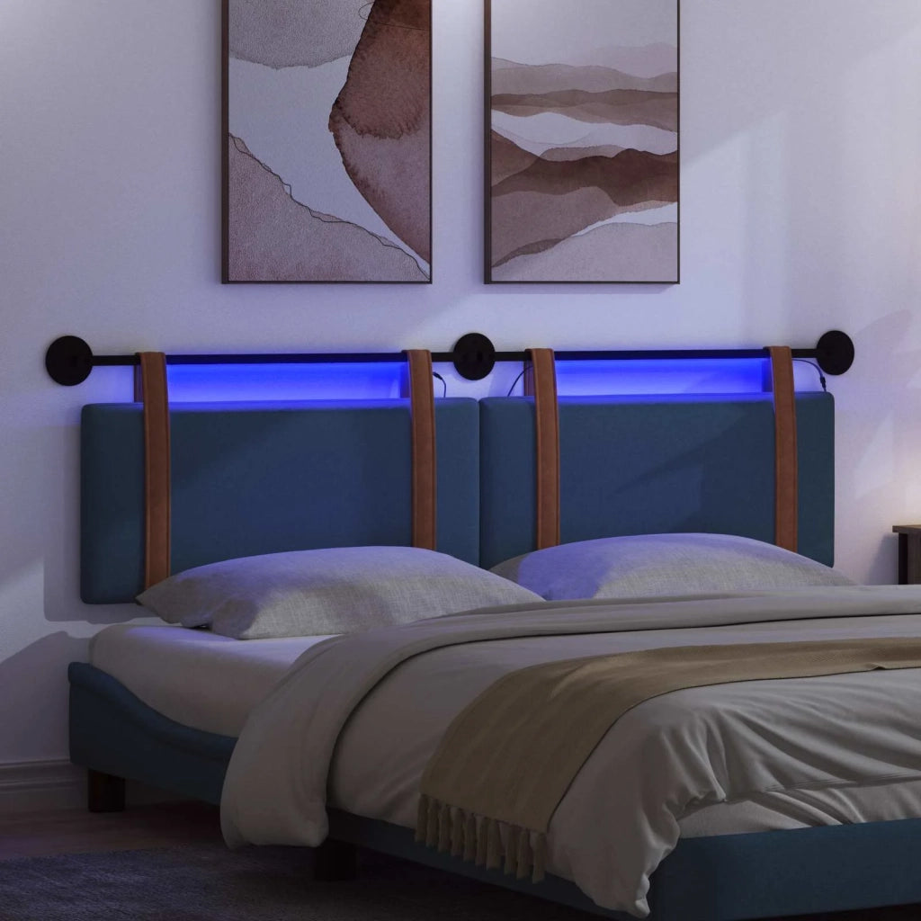 Testiera sospesa Con luce LED Blu PU Antico 3424022