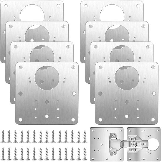 Kit di riparazione per bielle 8 pezzi - Piattaforma di riparazione per bielle - Biella per cucina - Viti - Mobili da soggiorno - Dimensioni 9 x 9 cm - Piattaforma di biella