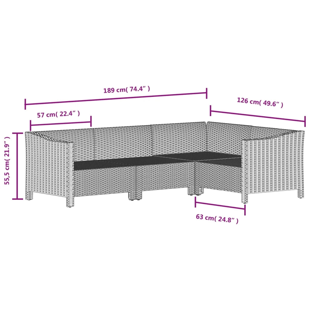 Set Divani da Giardino 7 pz con Cuscini in Polyrattan Grigio 3187293