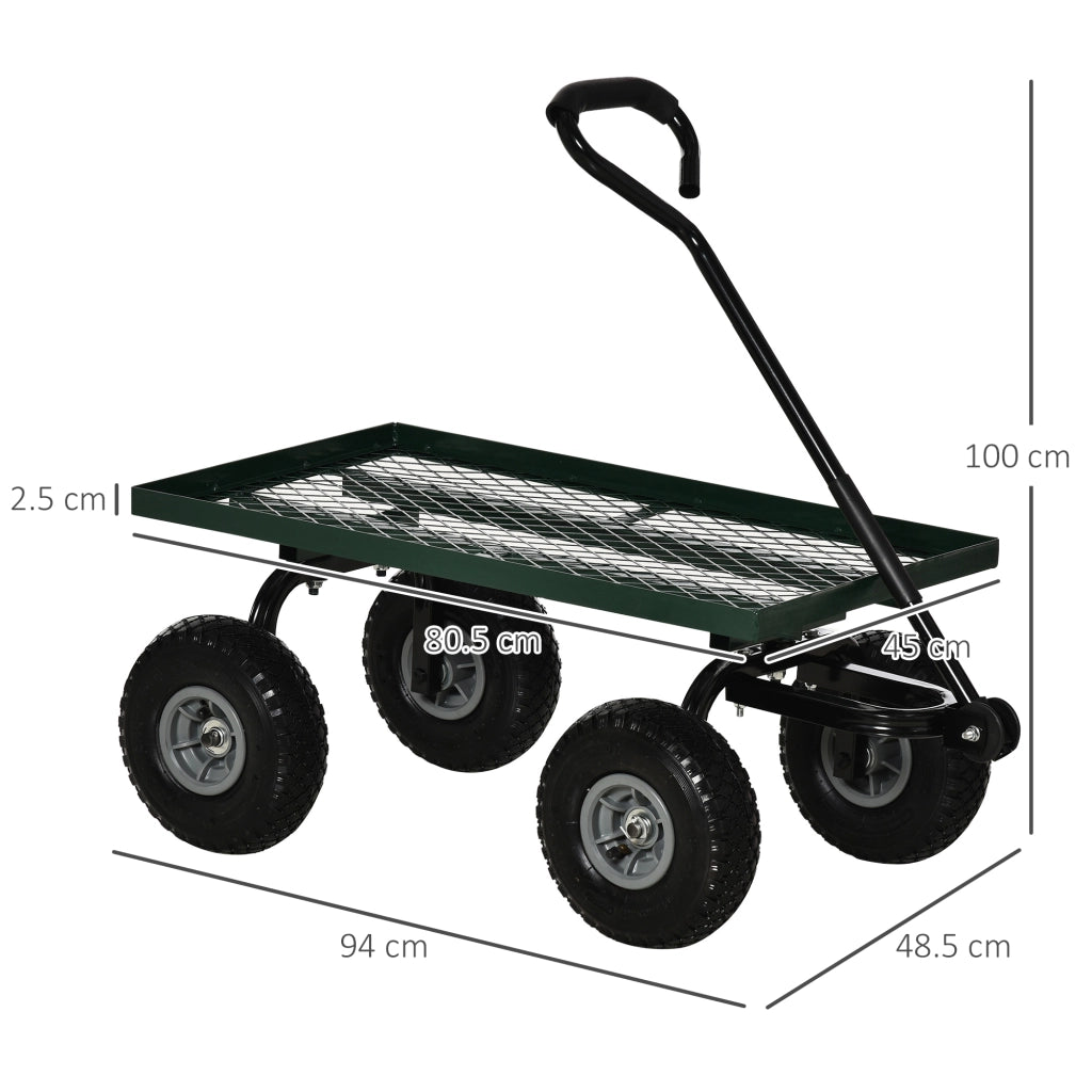 Carrello Giardino in Acciaio ¨C Minimal ¨C Nero e Verde 94x48.5x100 cm