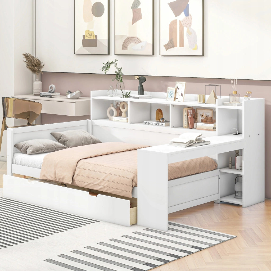 Sofa letto con scrivania e USB - Xylo - 90x200 - Bianco