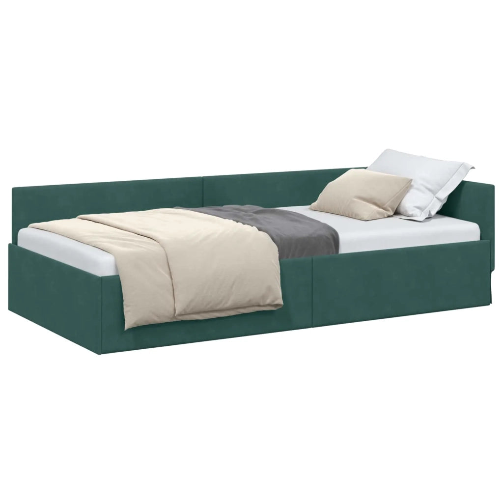 Cornice del letto ad angolo Verde Scuro 100 cm x 200 cm Velluto 42016093
