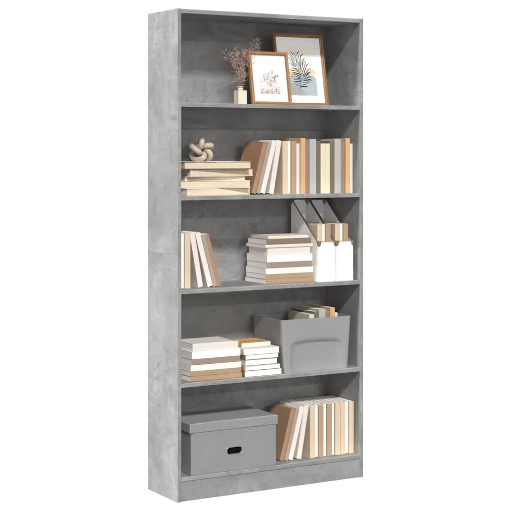 Libreria Grigio Cemento 80x24x176 cm in Legno Multistrato 857856