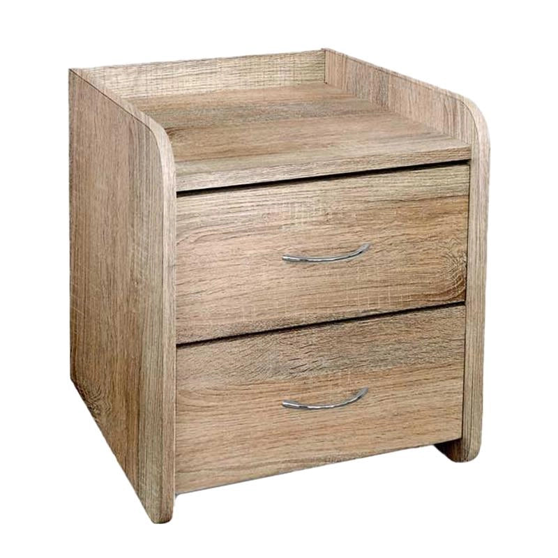 COMODINO DA ARREDO CON 2 CASSETTI 40X40X40CM COLORE ROVERE