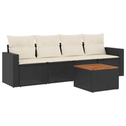 Set Divani da Giardino 5 pz | Set Salotto da Giardino con Cuscini in Polyrattan Nero