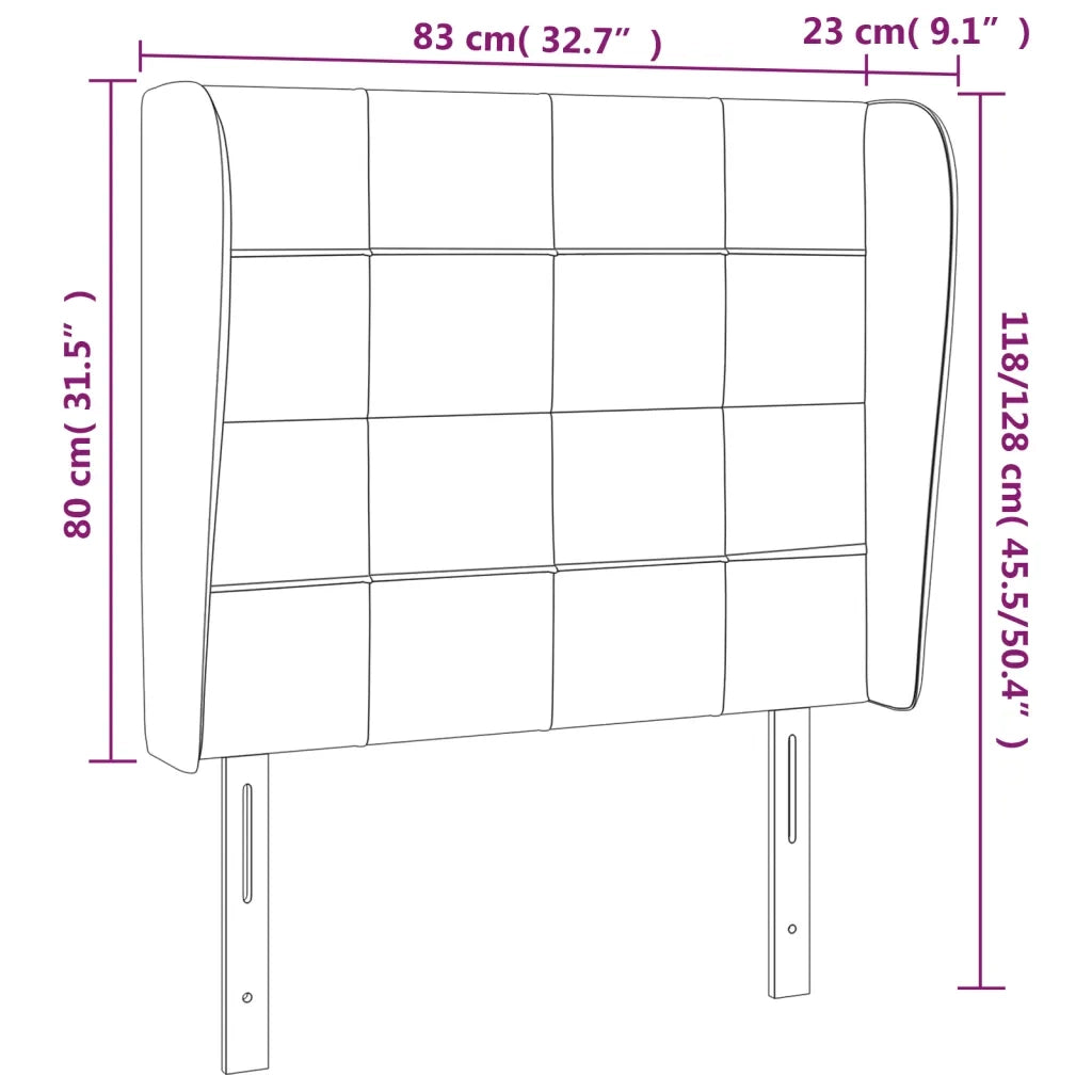 Testiera | Testata ad Orecchio Rosa 83x23x118/128 cm in Velluto