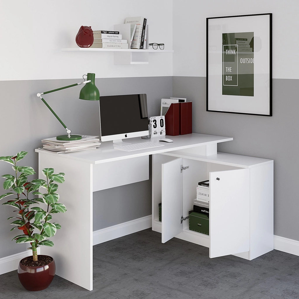 Bureau en bois "Basak" - 130 x 60 x 74 cm - Bianco