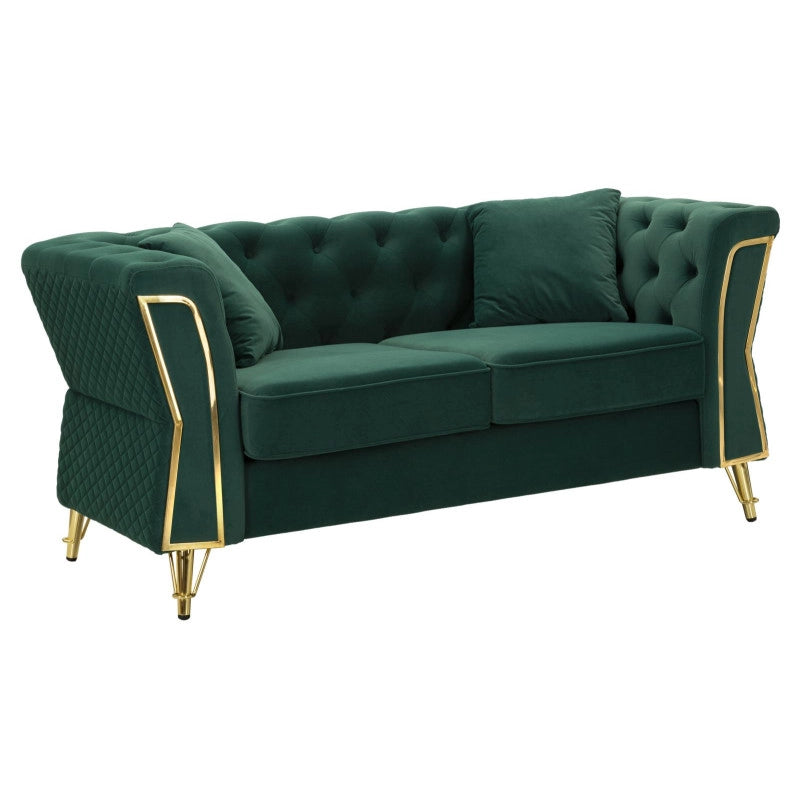 Divano Emy Verde Con Cuscini cm 162x83x76