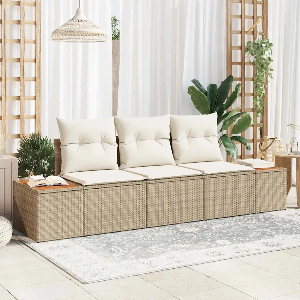Set Divano da Giardino 3 pcs beige e panna Poly Rattan 3356686
