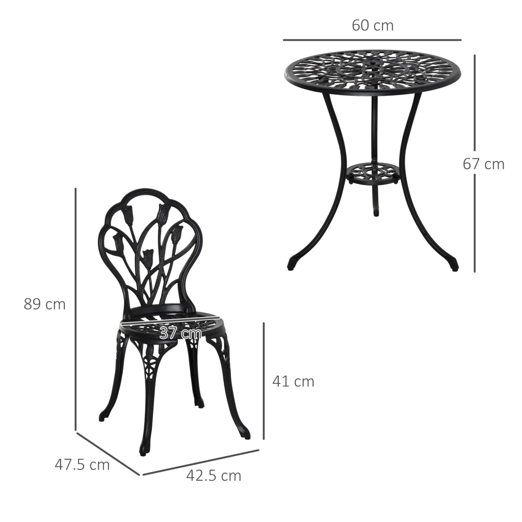Set da Giardino 3 Pezzi con Tavolino e Sedie ¨C Minimal ¨C Nero Alluminio