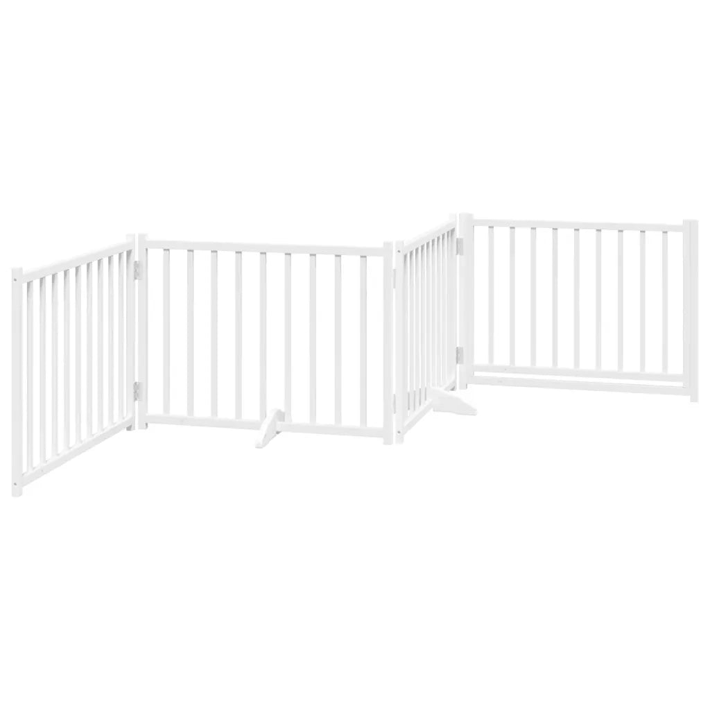 Cancello Cani Pieghevole Bianco 4 Pannelli 320cm Massello Abete 352281