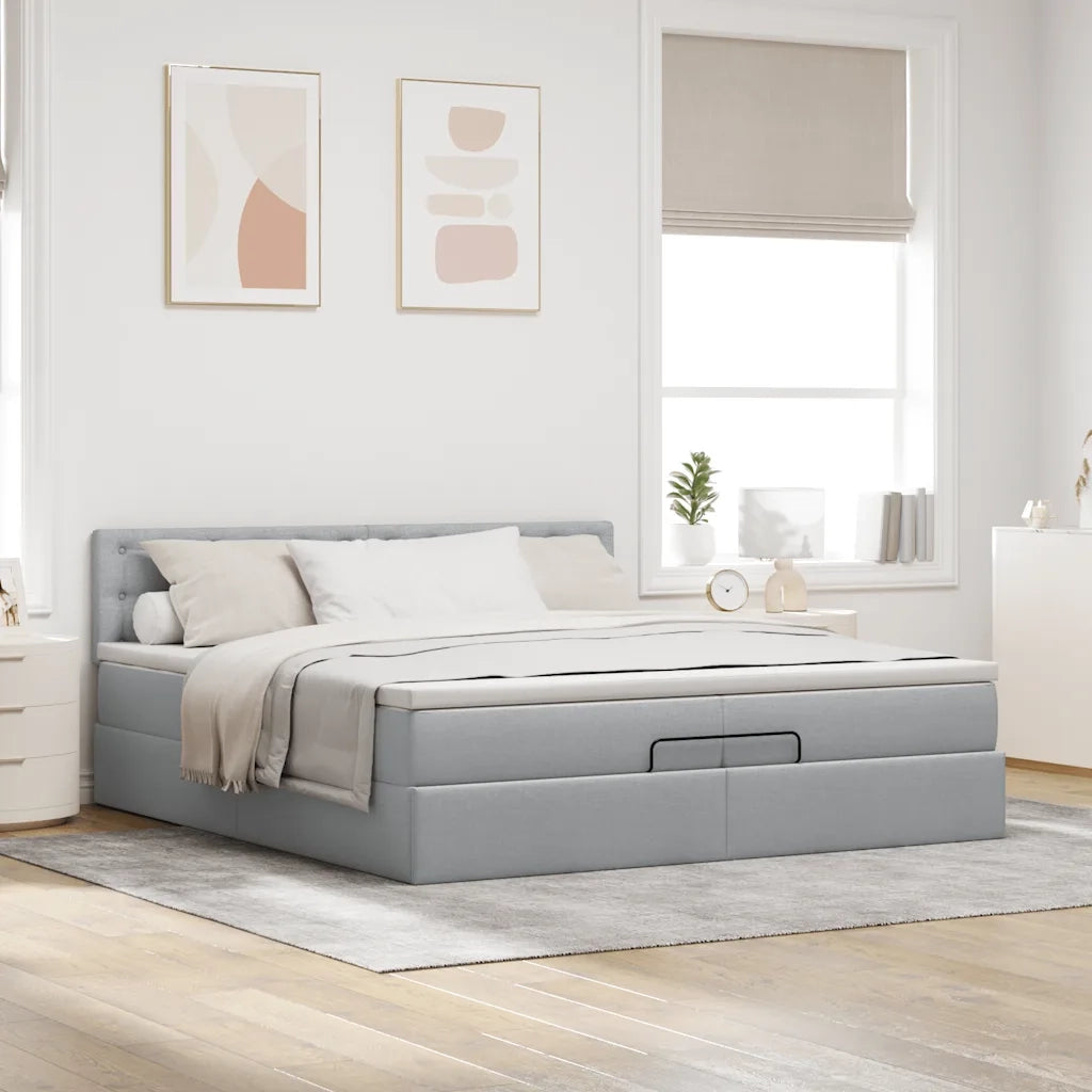 Struttura Letto Pouf con Materassi 200x200 cm in Tessuto 3312499