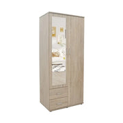 Armadio TOM 2 porte – Rovere Sonoma – Con specchio – L80 x H185 cm