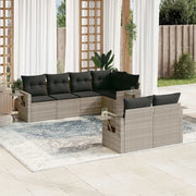 Set Divani da Giardino 7pz con Cuscini Grigio Chiaro Polyrattan