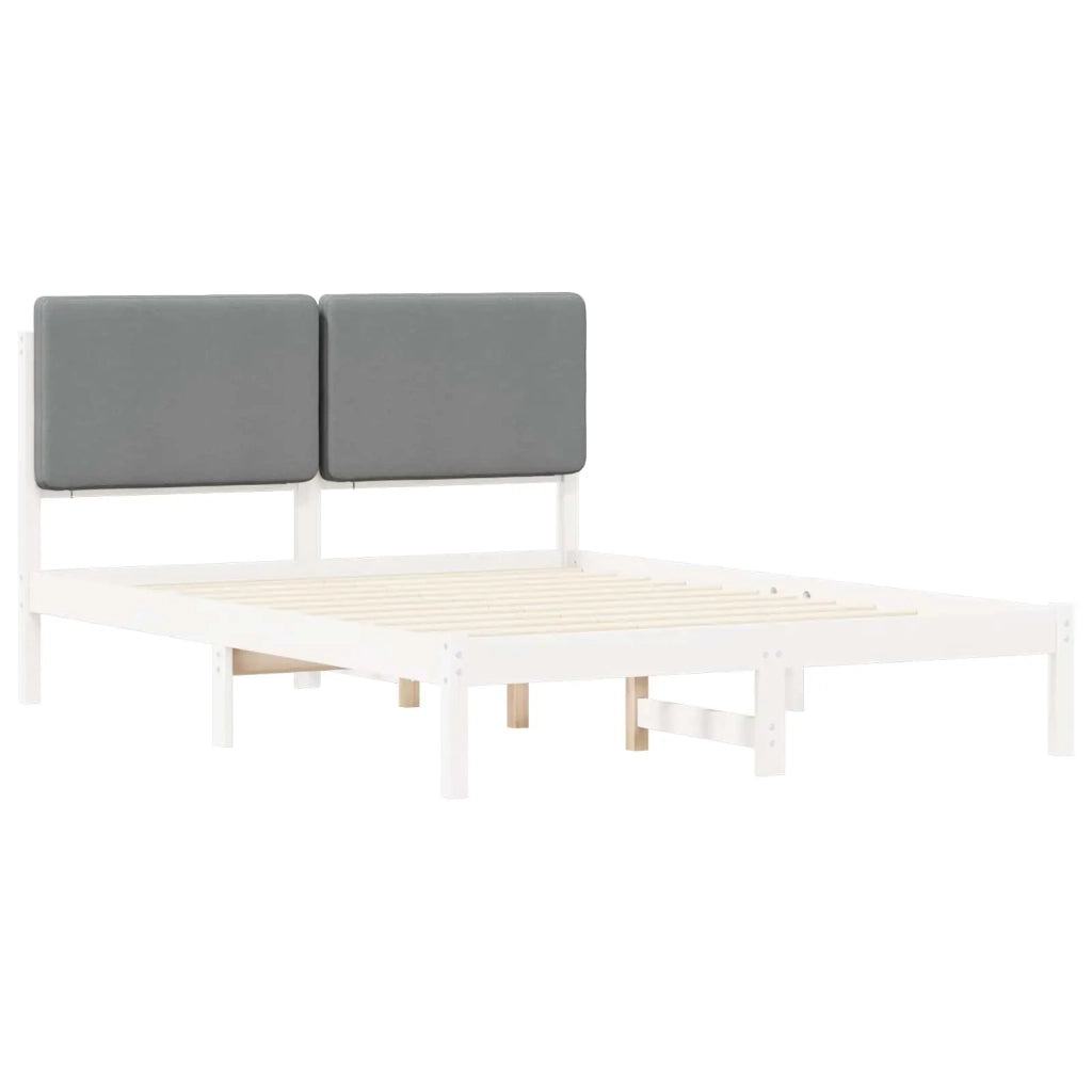 Letto con Testiera Rivestita Grigio chiaro 140 x 200 cm