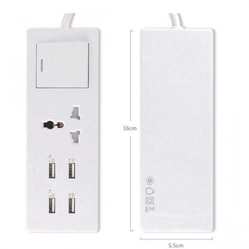 Trade Shop - Multipresa Ciabatta Elettrica Con 1 Prese Universali 4 Usb Con Interruttore -