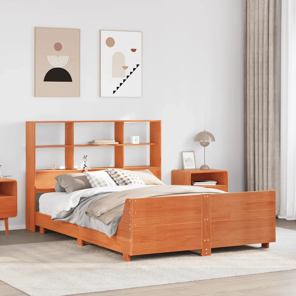 Giroletto senza Materasso-Struttura Letto Marrone Cera 160x200 cm Legno di Pino 452063