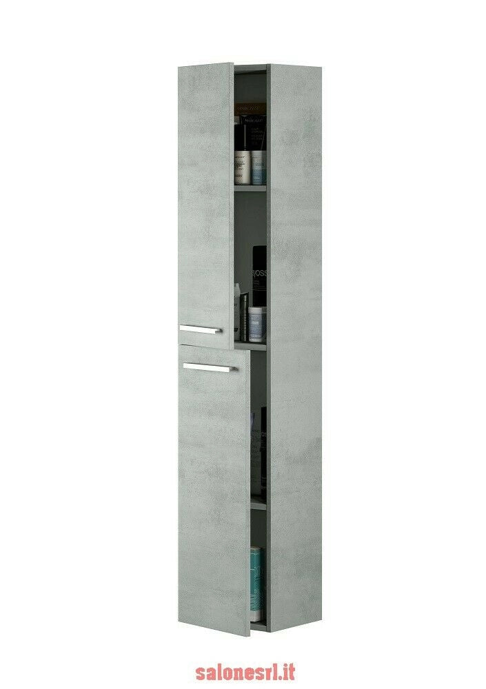 KIT MOBILE COLONNA BAGNO ARUBA 2 ANTE CM.30X25X150H FINITURA CEMENTO