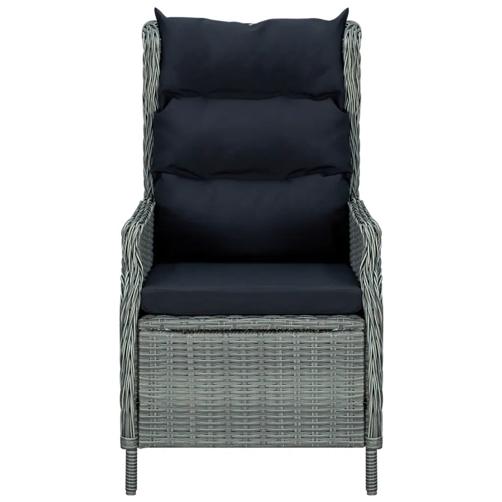 Set Pranzo da Giardino 9pz con Cuscini Polyrattan Grigio Chiaro 3060142